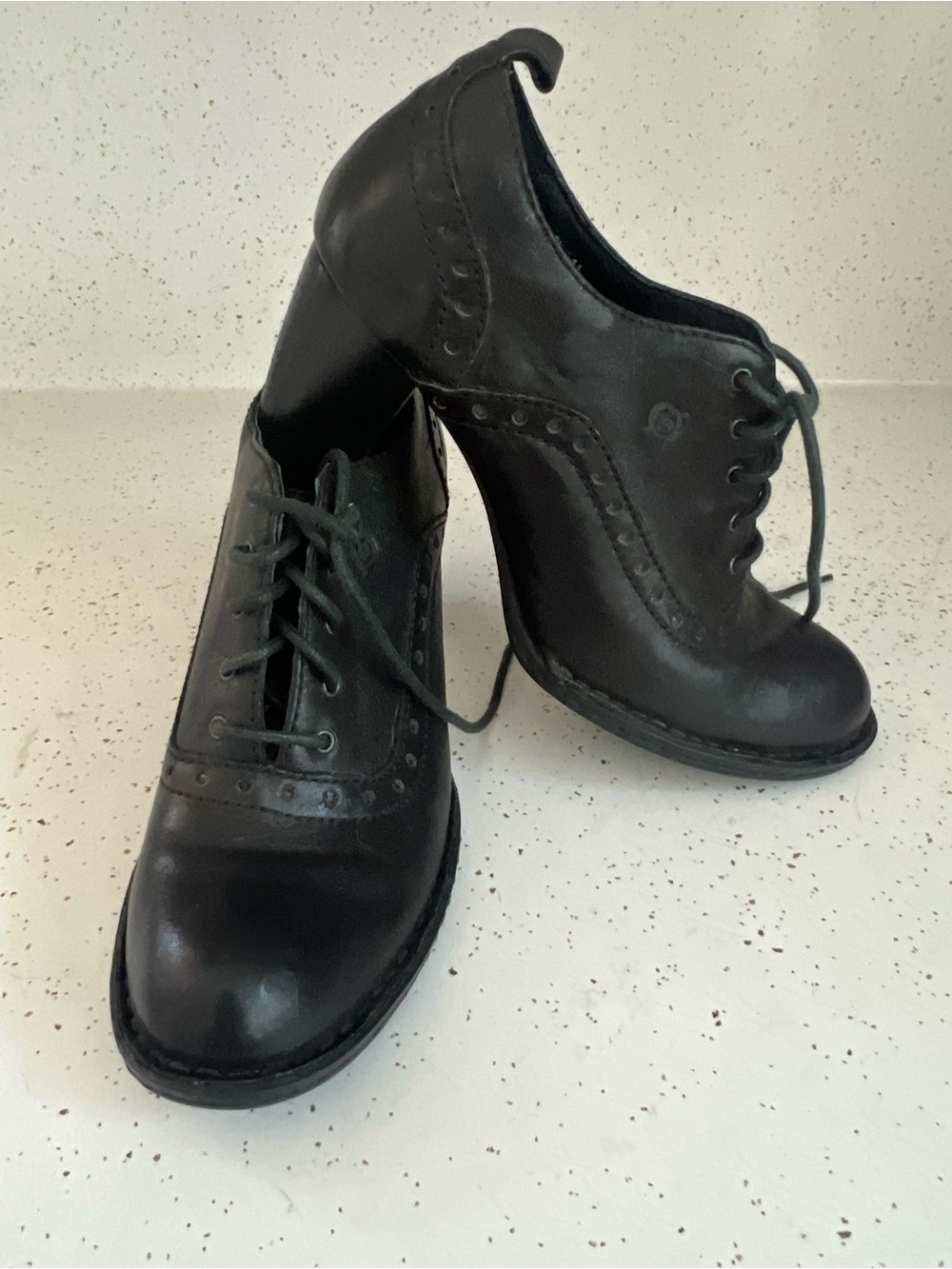 Born Black Lace-Up Oxford Block Heel Pumps